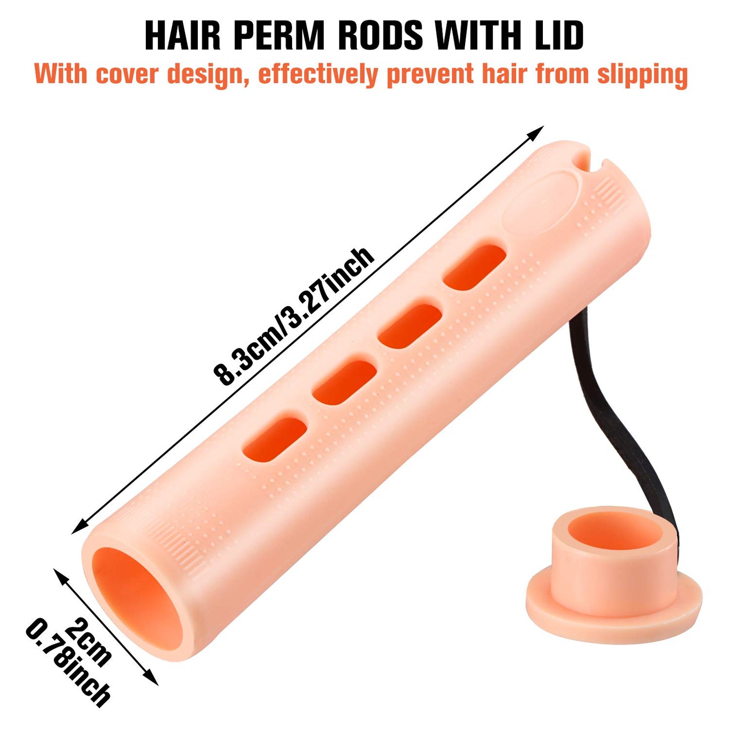 WILLBOND 60 Pcs Perm Rods - Plastic Curling Rollers for Long Hair Styling | 0.78 Inch, Light Yellow