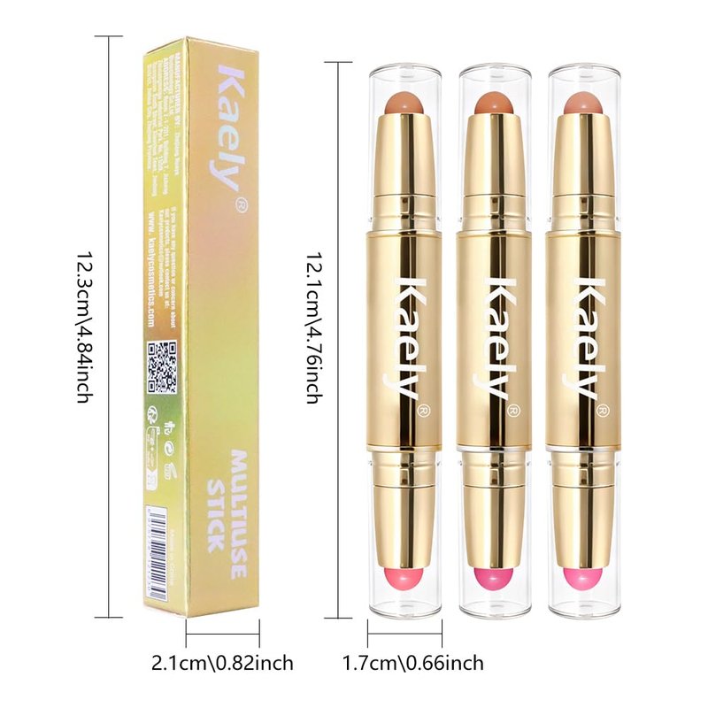 Contour Blush Multiuse Stick Makeup Set - Ultra-Creamy Vegan Bronzer & Highlighter | 3 Colors