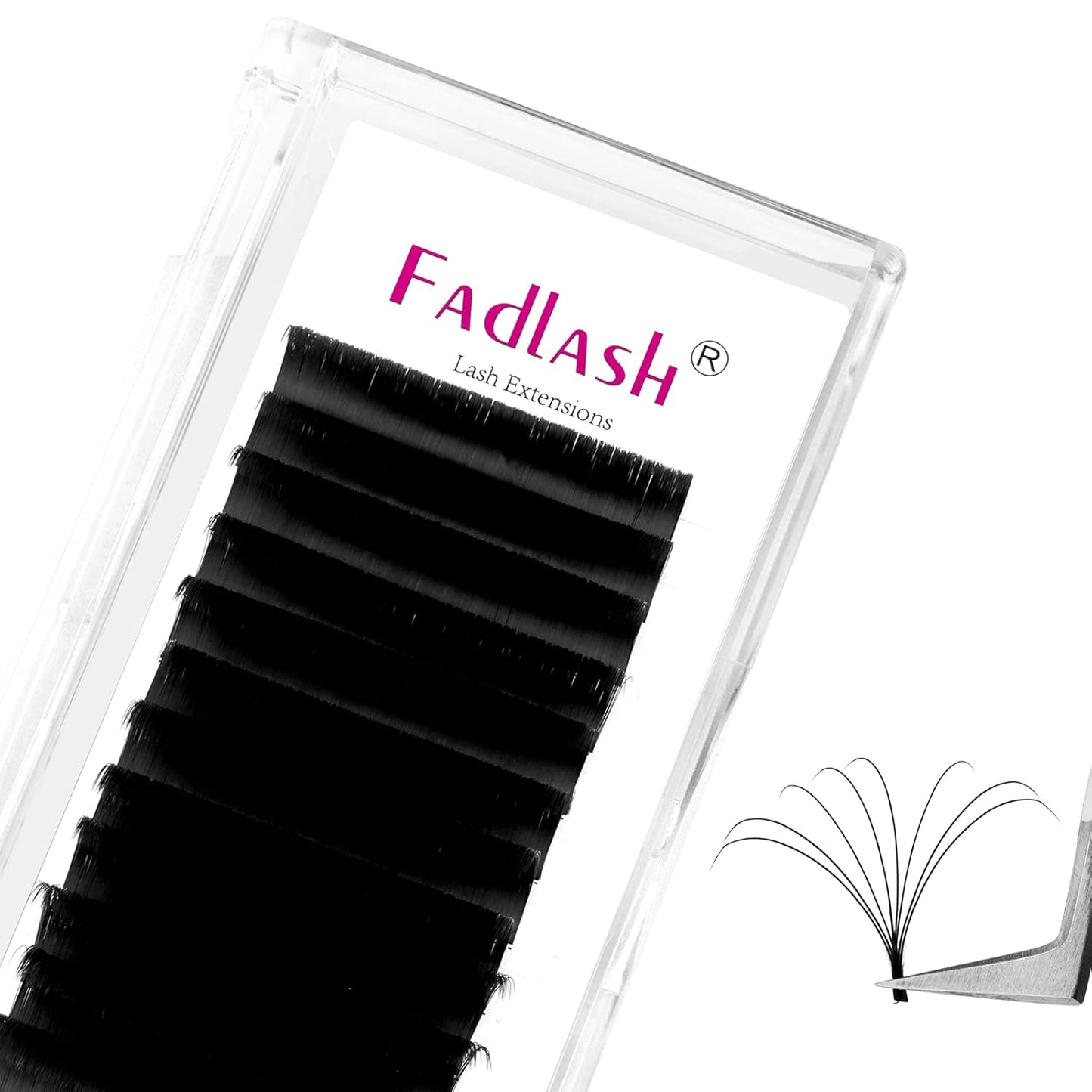 Easy Fan Lash Extensions - D Curl 0.07 Volume Mixed Trays | Soft Individual Lashes 8-14mm