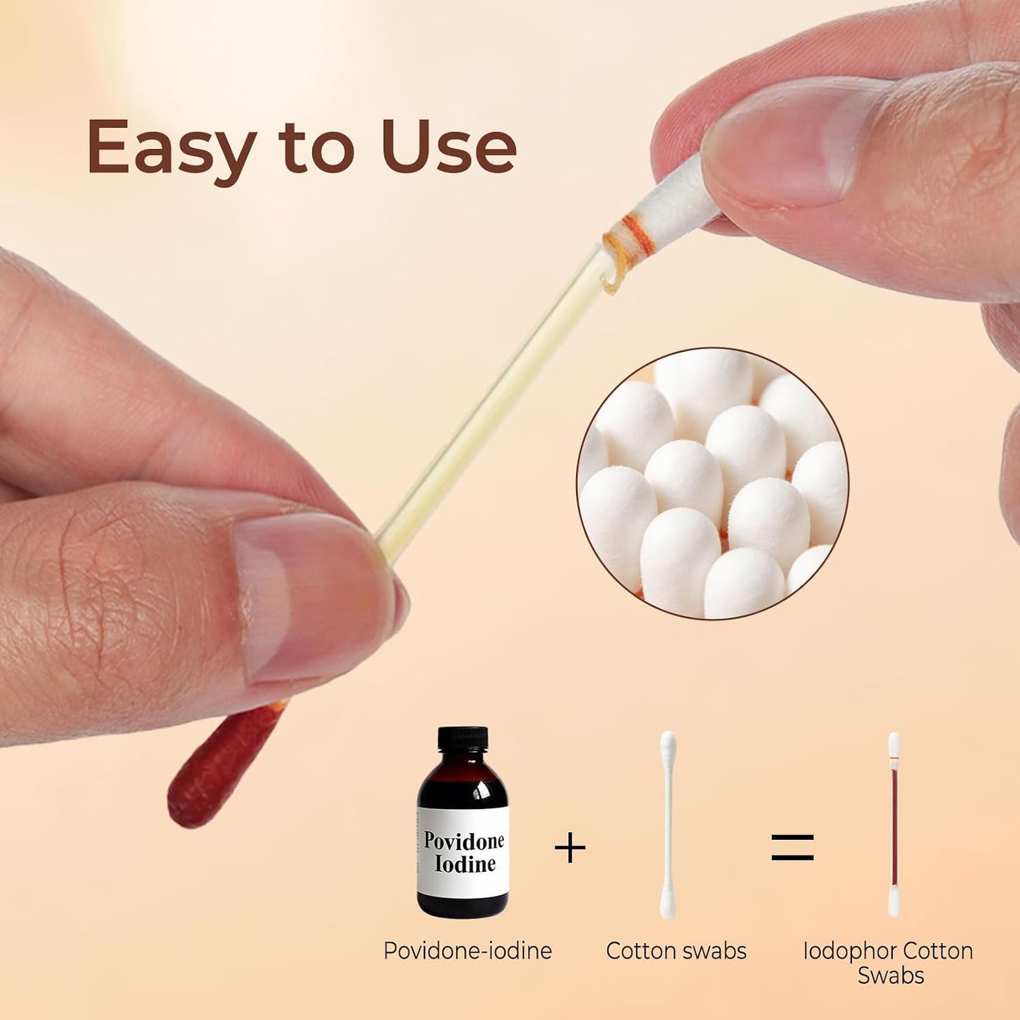 Iodine Swabs - Disposable Povidone Iodine Swabsticks for Wound Care | 300 Count Bulk Qtips