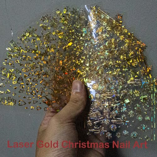 Christmas Snowflake Nail Stickers - 36 Sheets 3D Silver Gold Winter Decor