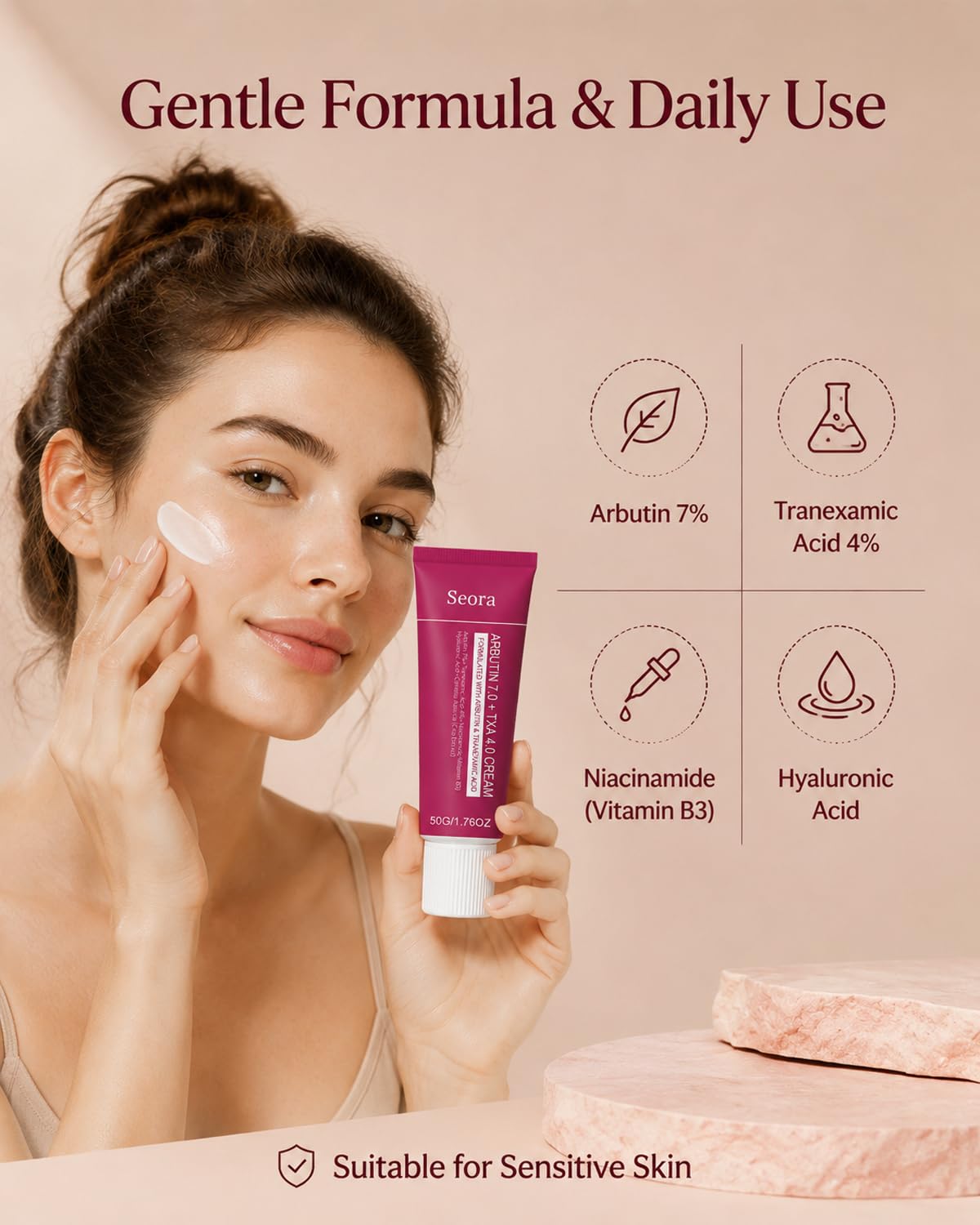 Korean Arbutin Brightening Cream - Hydrating Moisturizer for Even Skin Tone | All Skin Types (1PC)