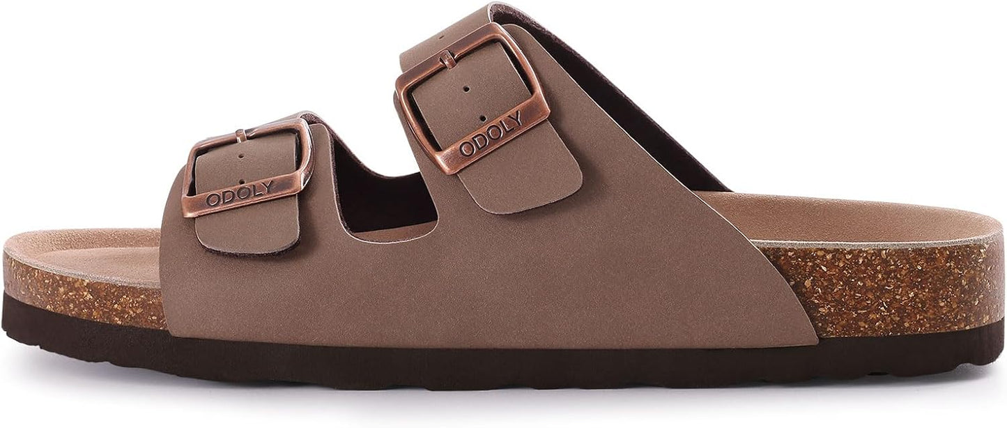 Cork Footbed Slide Sandals - Unisex Summer Outdoor Sandals with Arch Support & Adjustable Buckle | Comfortable Fit