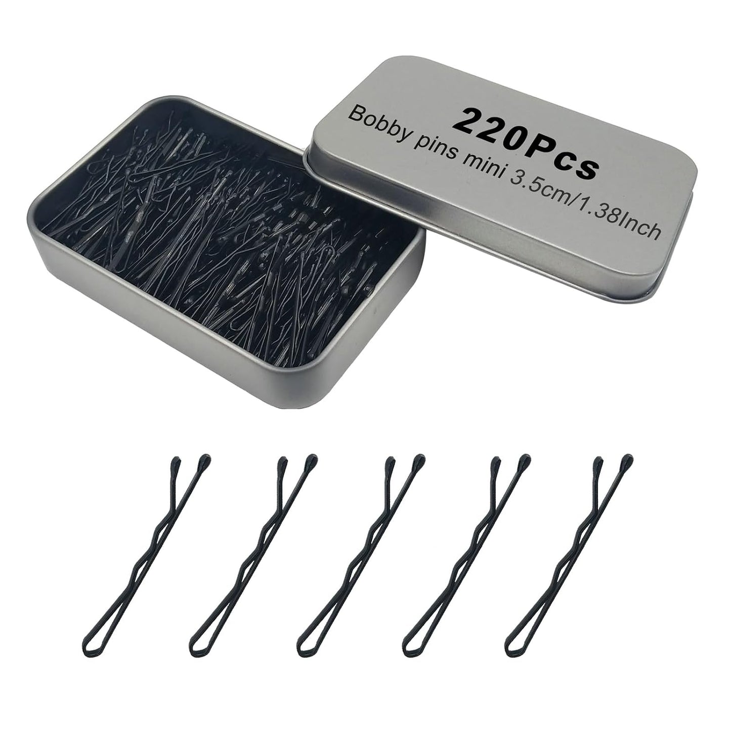 Bobby Pins - 330 Count Brown Hair Pins in Cute Box | Premium 2.2 Inch for Kids, Girls & Women