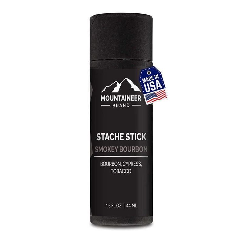 Mountaineer Brand Stache Stick | Smokey Bourbon Scent | Made with Natural Ingredients in West Virginia | Firm & Long Lasting Hold | Mustache Wax | Moustache Shape & Styling | Beard Wax for Men | 1.5oz