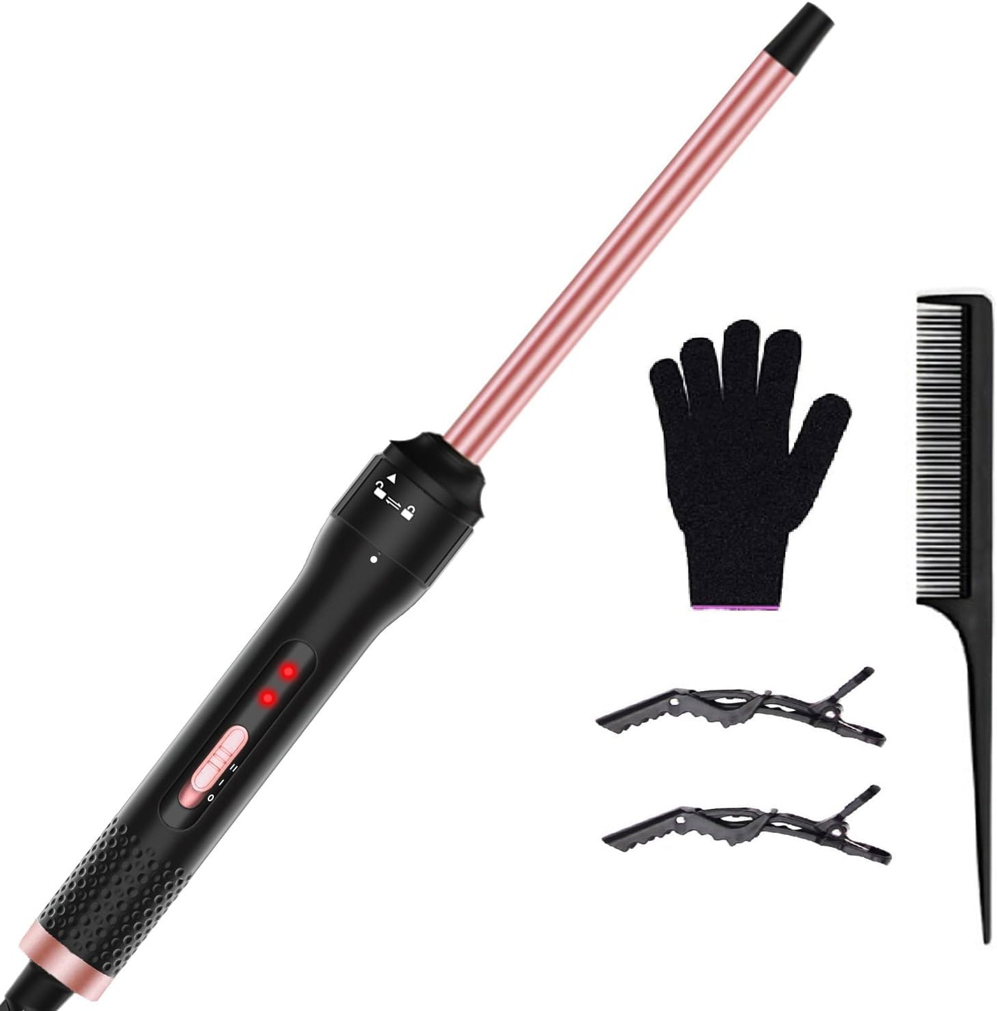 Professional 1/2 Inch Curling Iron - Ceramic Tiny Curling Wand for Short & Long Hair | 2 Temperature Settings, Includes Heat Protective Glove