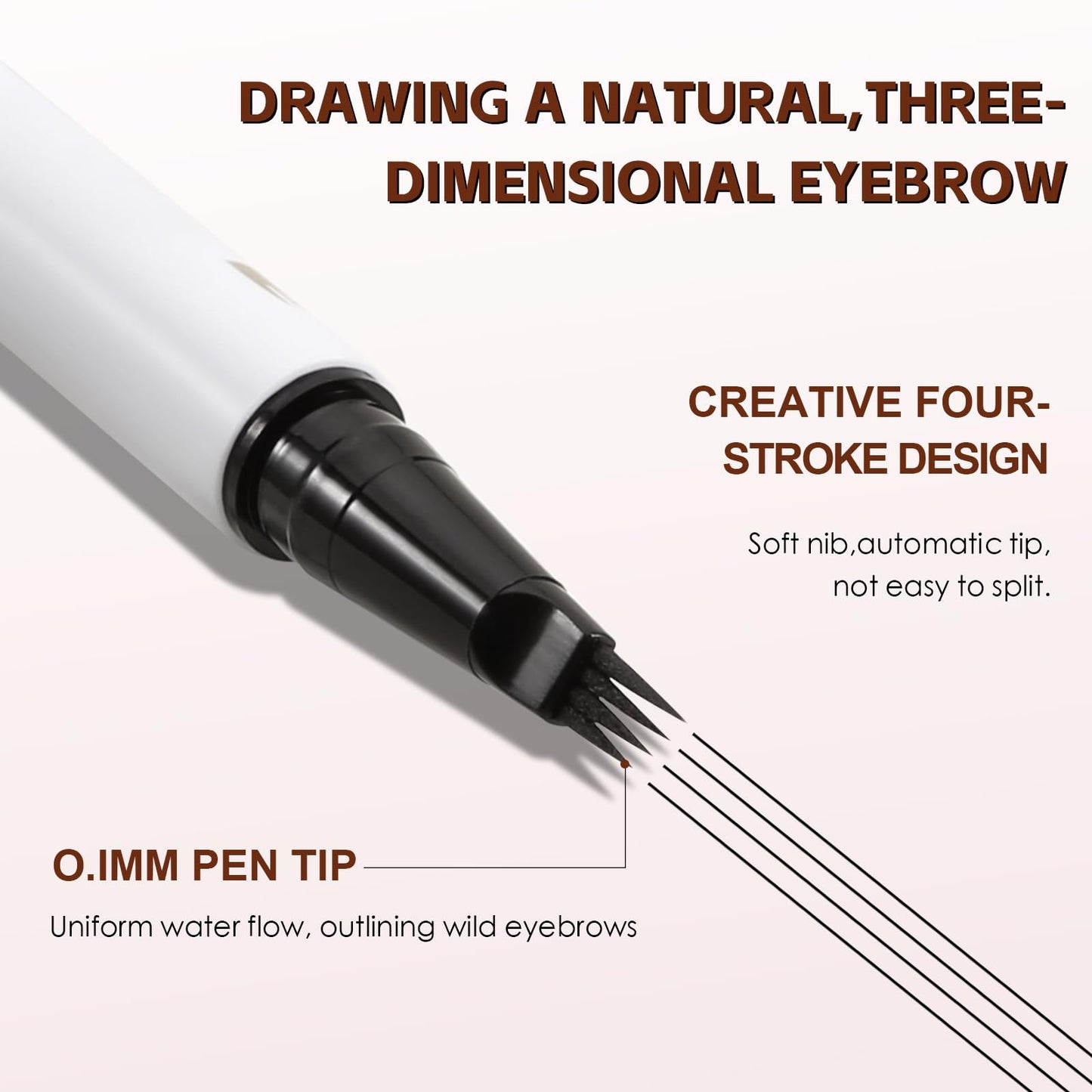 Boobeen 2 Pack 4-Tip Microblading Eyebrow Pen, Waterproof Eyebrow Pencils for Women to Effortlessly Create Natural Hair-Like Strokes, All-Day Wear