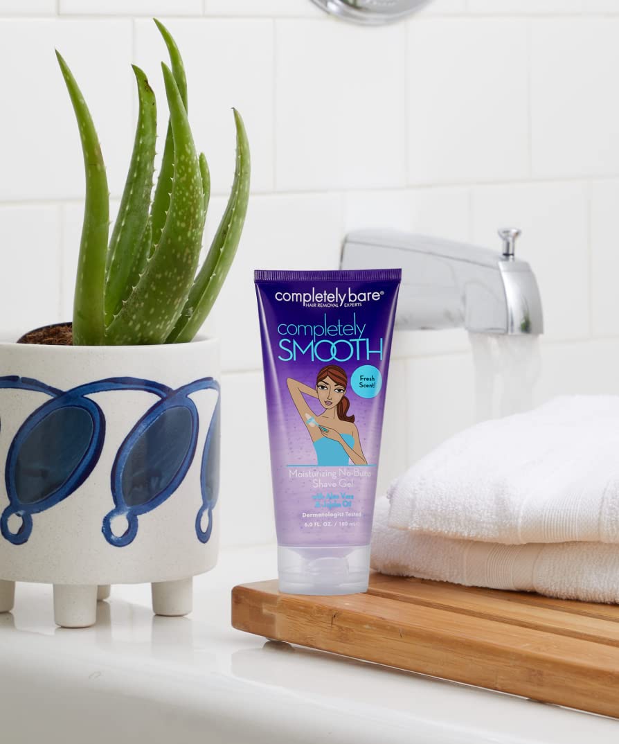 completely bare completely SMOOTH | Moisturizing No-Bump Shave Gel | Aloe Vera | Jojoba Oil | 6 FL OZ