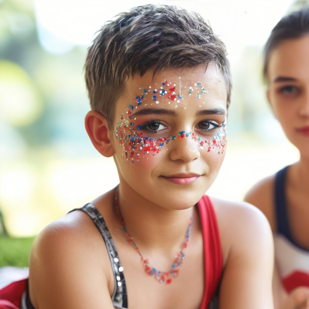 Red White Blue Face Glitter Gel - Patriotic Hair & Body Glitter for Kids & Adults | 4th of July Celebration