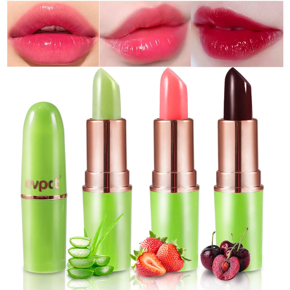 Blueberry Tinted Lip Balm Set - PH Color Changing Lipstick Balm for Women | Long-Lasting Light Pink Tint