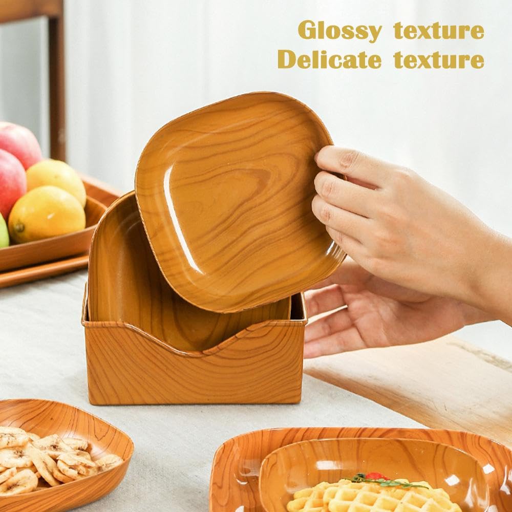 8Pcs Imitation Wood Grain Sauce Dishes Multifunctional Food Plates for Sauces Snacks and Dipping Material for Home Kitchen Parties Bbqs and Picnics