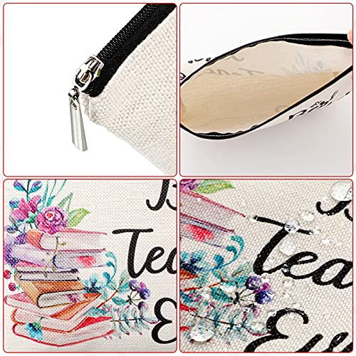 Teacher Appreciation Gifts Set - 6 Pack Book Style Makeup Bags & Keychains