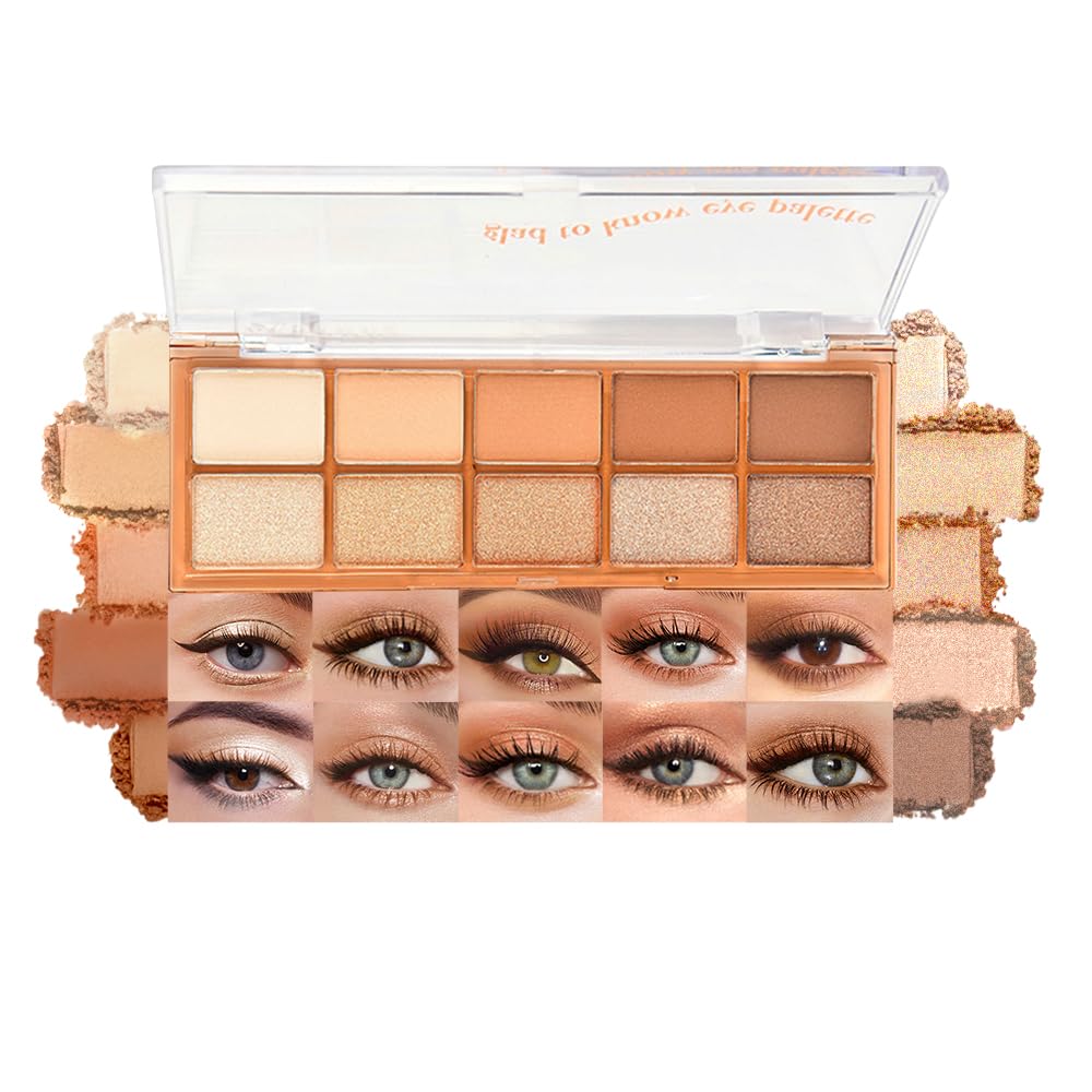 Warm Neutral Nude Eyeshadow Palette - Matte & Shimmer, High Pigment | Mini Everyday Makeup for All Eye Colors