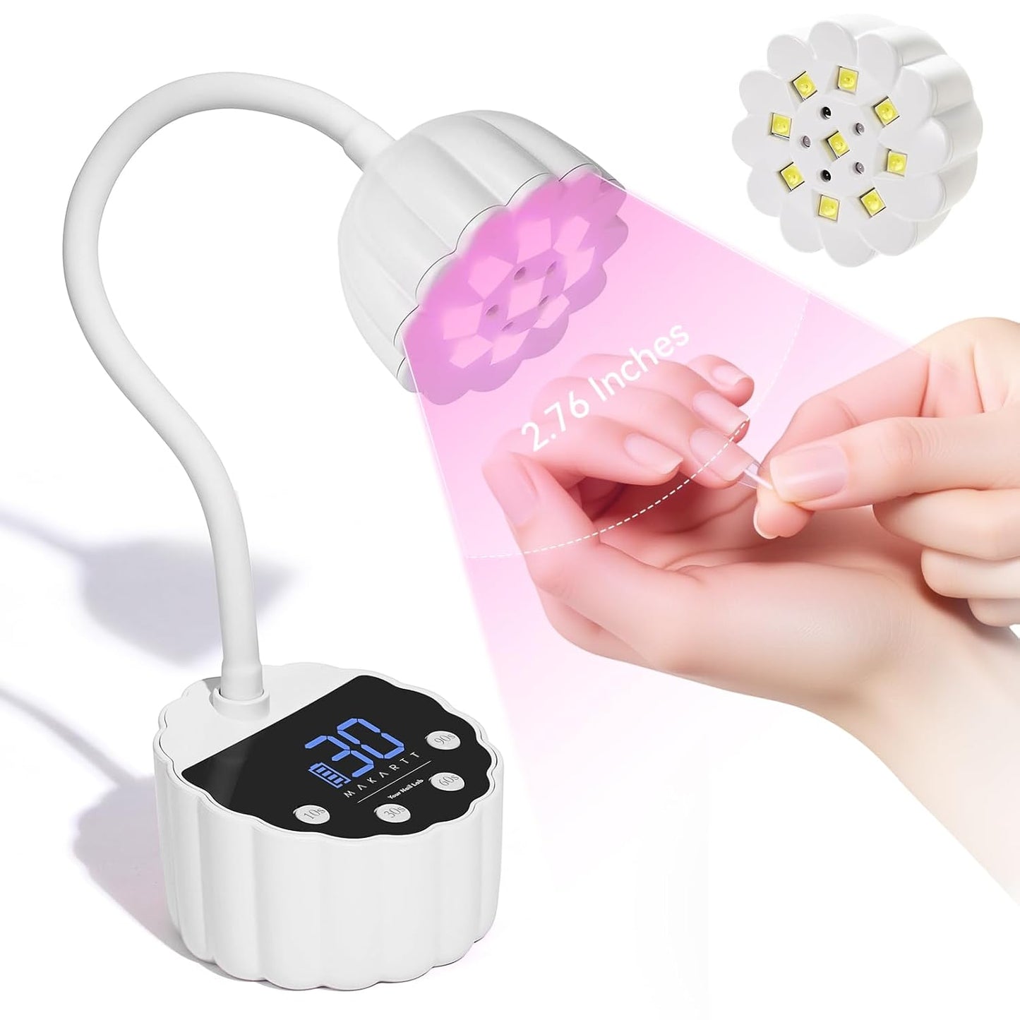 UV LED Nail Lamp - Cordless Gooseneck Light for Gel Nails | Fast Curing with Auto Sensor & 39mW/cm² (Glazed Purple)