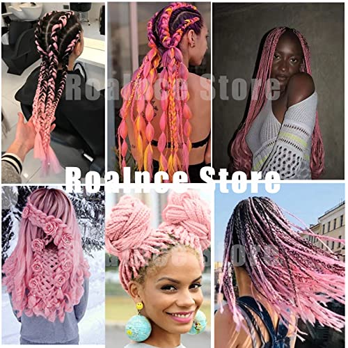Pre-Stretched Braiding Hair for Women - Black to Pink, 16 Inch, 3 Packs