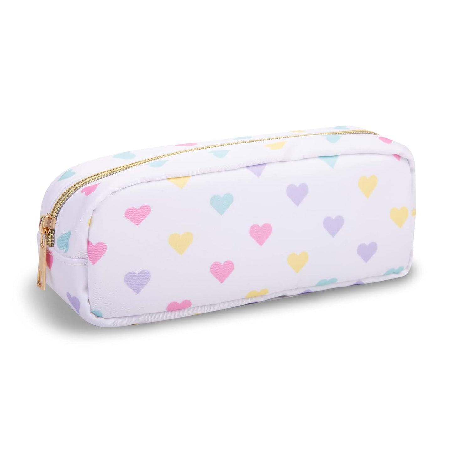 Waterproof Mini Floral Makeup Bag - Nylon Travel Pouch for Women | Cute Zipper Toiletry Organizer (Mini White-Flowers)