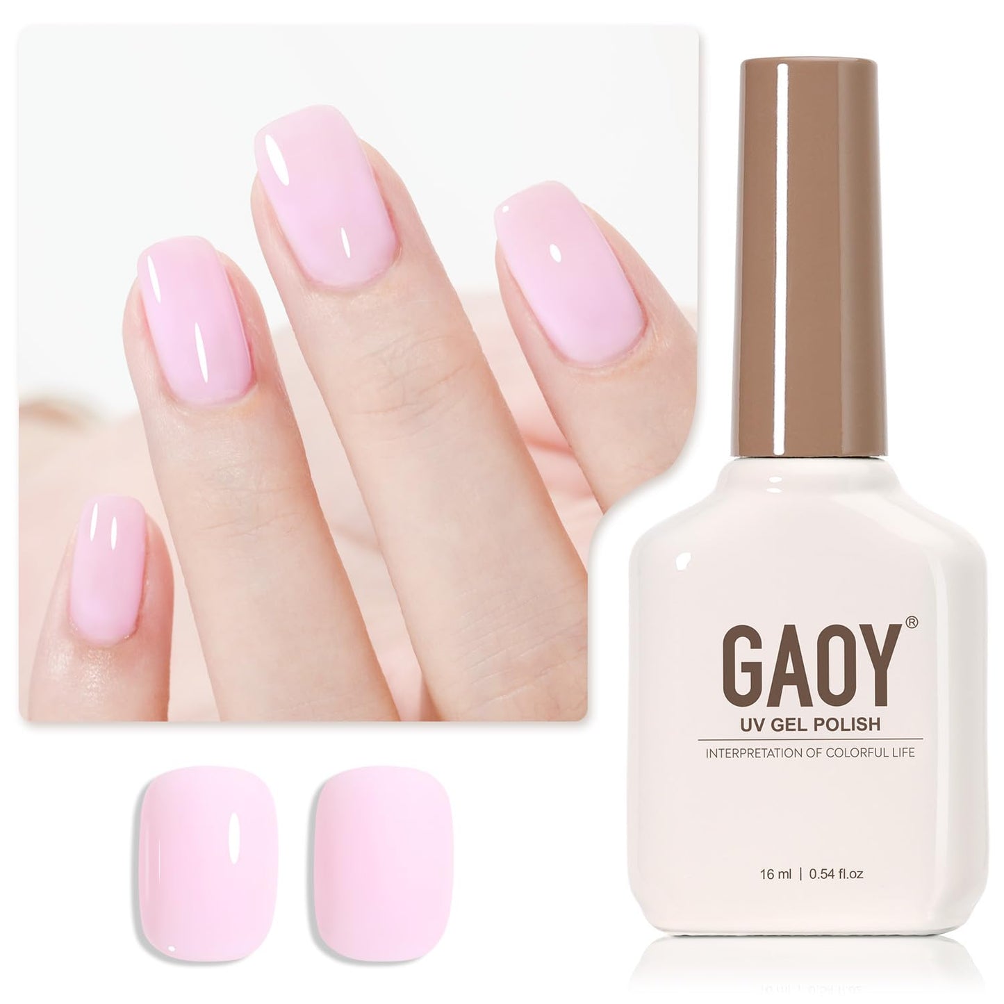 Sheer Light Pink Gel Nail Polish - 16ml UV Cure Jelly Milky White Peach for DIY Manicure & Pedicure
