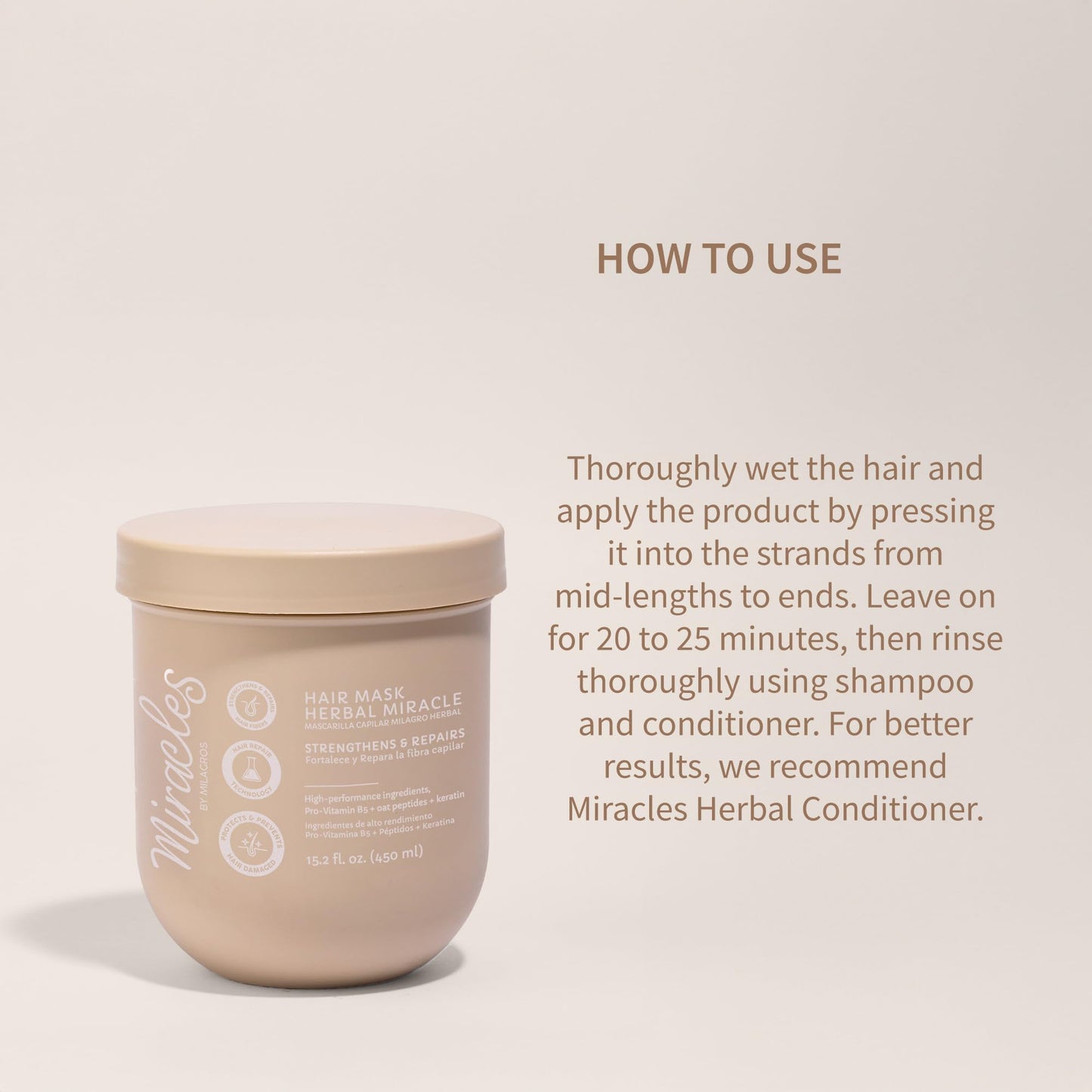 Herbal Miracle Repair Hair Mask – Intensive Hair Repair & Hydration – Strengthens, Protects & Restores Damaged Hair – With Pro-Vitamin B5, Oat Peptides, Keratin & Vitamin E Microbeads