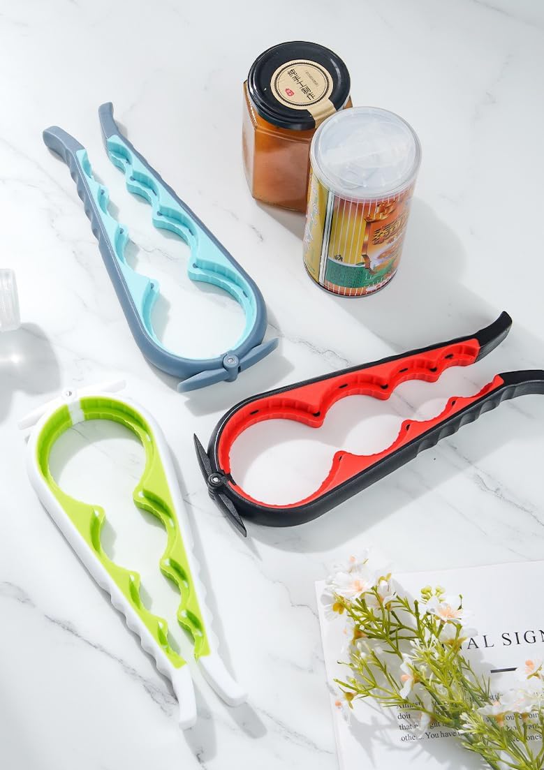 Multi-Function Jar Opener - 4-in-1 Easy-Grip Tool for Seniors | Anti-Slip Ergonomic Design, Durable Plastic