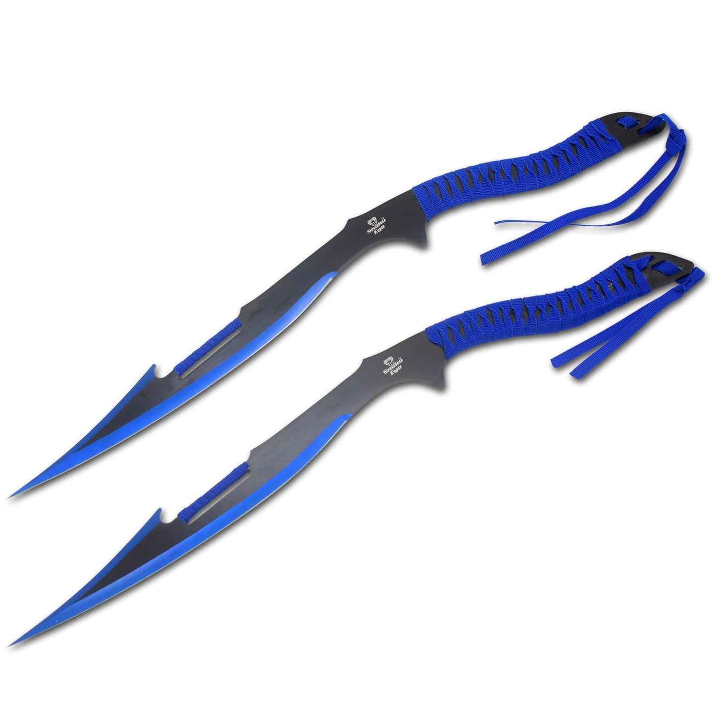 Snake Eye Tactical Dual Twin Ninja Sword with Dual Shoulder Sheath Each Blade (Blue)