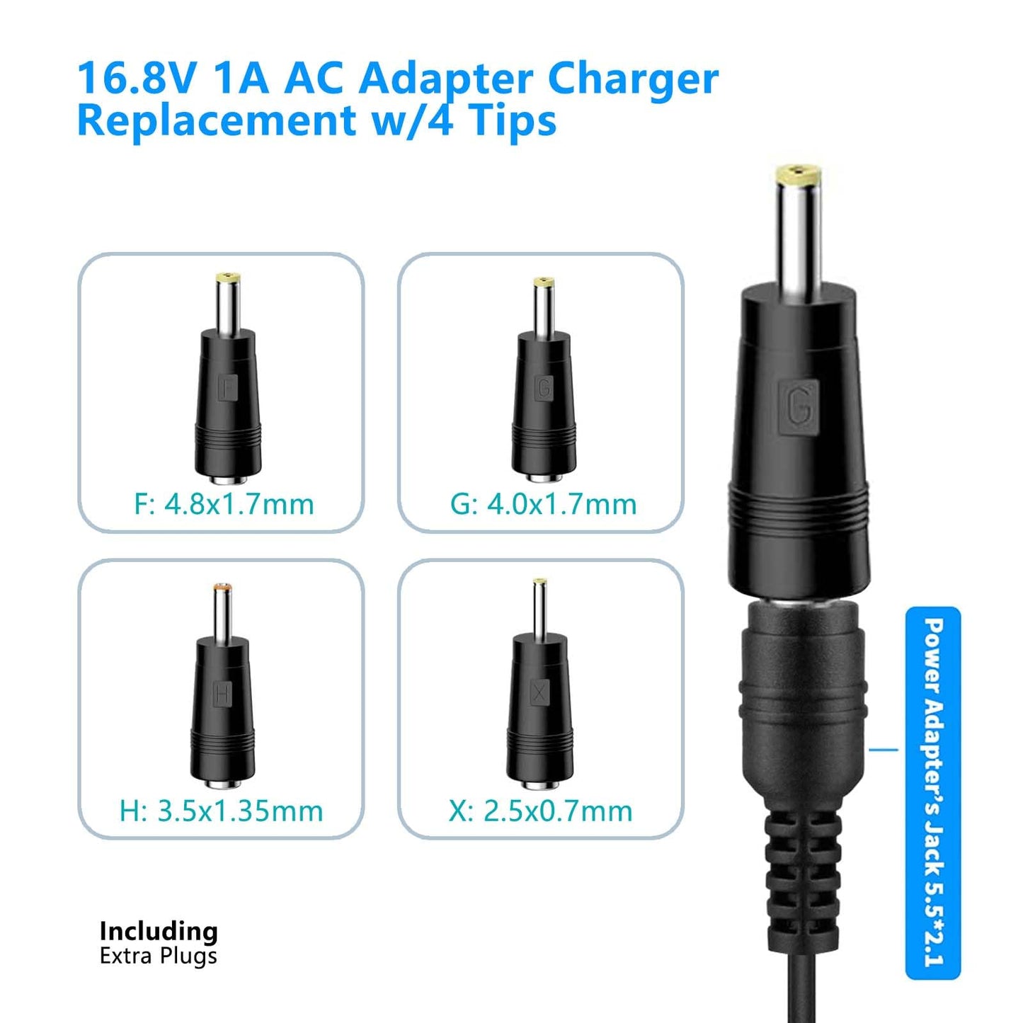 16.8V AC DC Power Supply Adapter Replacement for LifePro Sonic, Sonic Mini, Sonic Pro,Fusion X, Sonic Pro, Youdgee H1 Mini, Mebak 3, DamKee DK-01 02, Wattne W2 W1 Massage Gun Charger Cable Cord