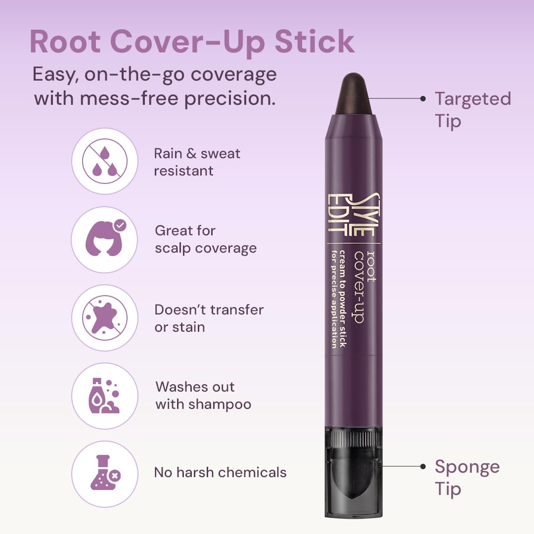 Root Touch Up Stick - Temporary Hair Color for Gray Roots & Thinning Hair - Salon-Quality, Transfer-Resistant | Black, 0.11 oz