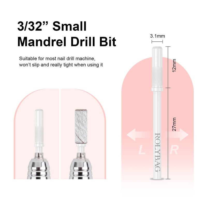 Rolybag 100pcs Small Sanding Bands Nail Drill Bits 240 Extreme Fine Grit Sanding Bands with 3.1mm Mandrel Bits for Acrylic Nails Professional Manicures and Pedicure,Zebra