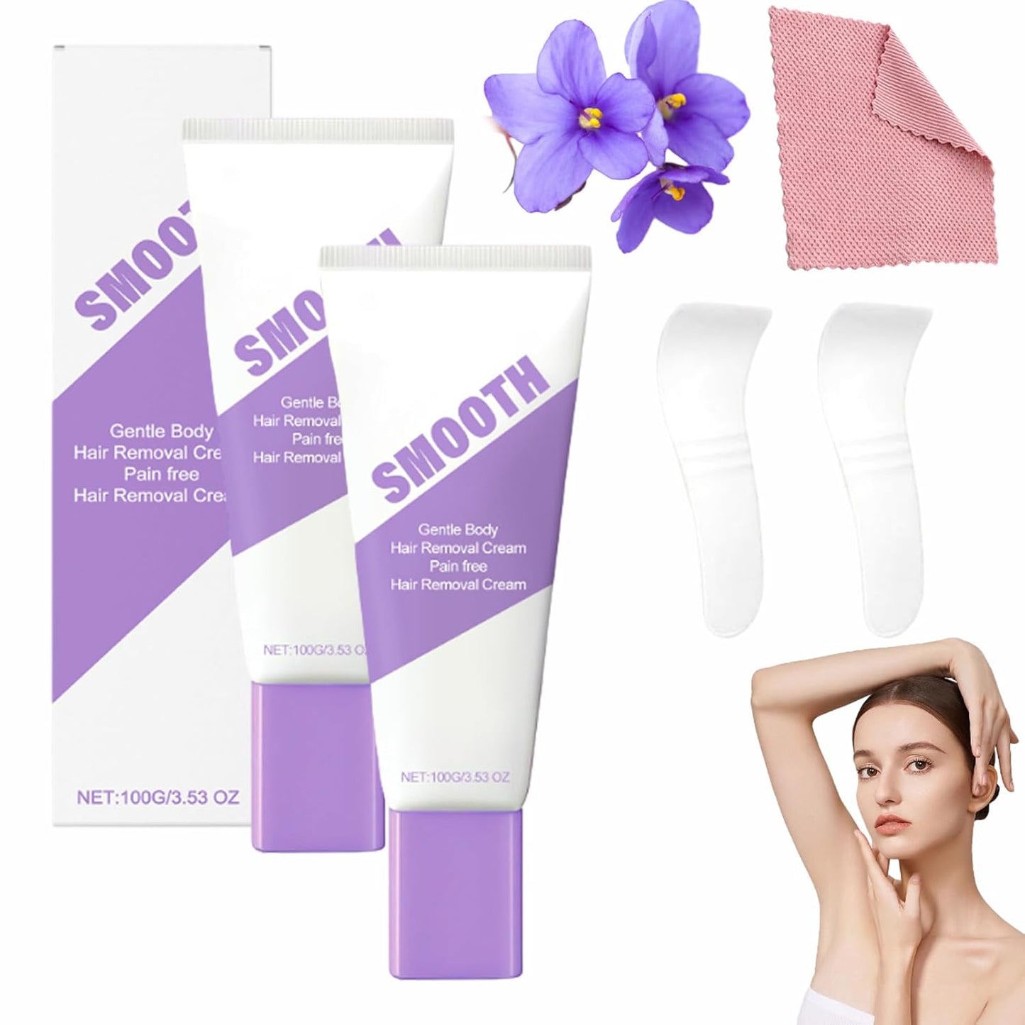 Gentle Body Hair Removal Kit - Soothing Spray for Sensitive Skin | Smooth Legs & Body for Men & Women
