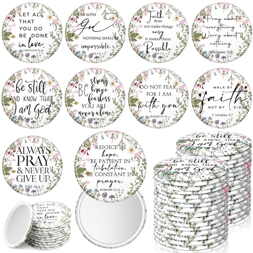 GlikCeil 40 Pcs Christian Compact Mirrors Bulk for Women & Gift, 10 Styles
