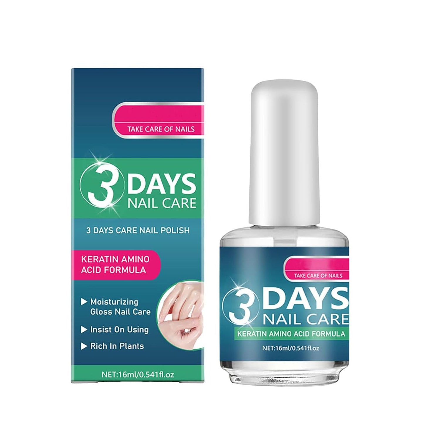 Nail Care Formula - Keratin Amino Acid & Aloe for Stronger, Hydrated Nails | 16ml/0.56oz