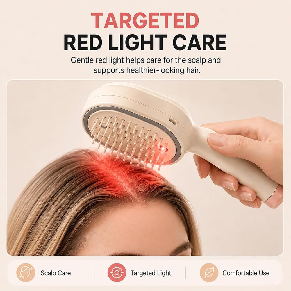 5 in 1 Air Cushion Hair Brush, Electric Spray Air Cushion Massage Comb, Rechargeable Mist Detangling Brush for Smooth, Anti-Static, Frizz-Reducing Hair Care (Beige)