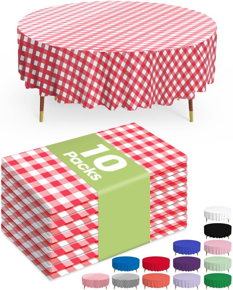Plastic Table Cloths - 10 Pack Disposable 54 x 108 Inch for Parties, Picnics & Weddings | Rectangle White