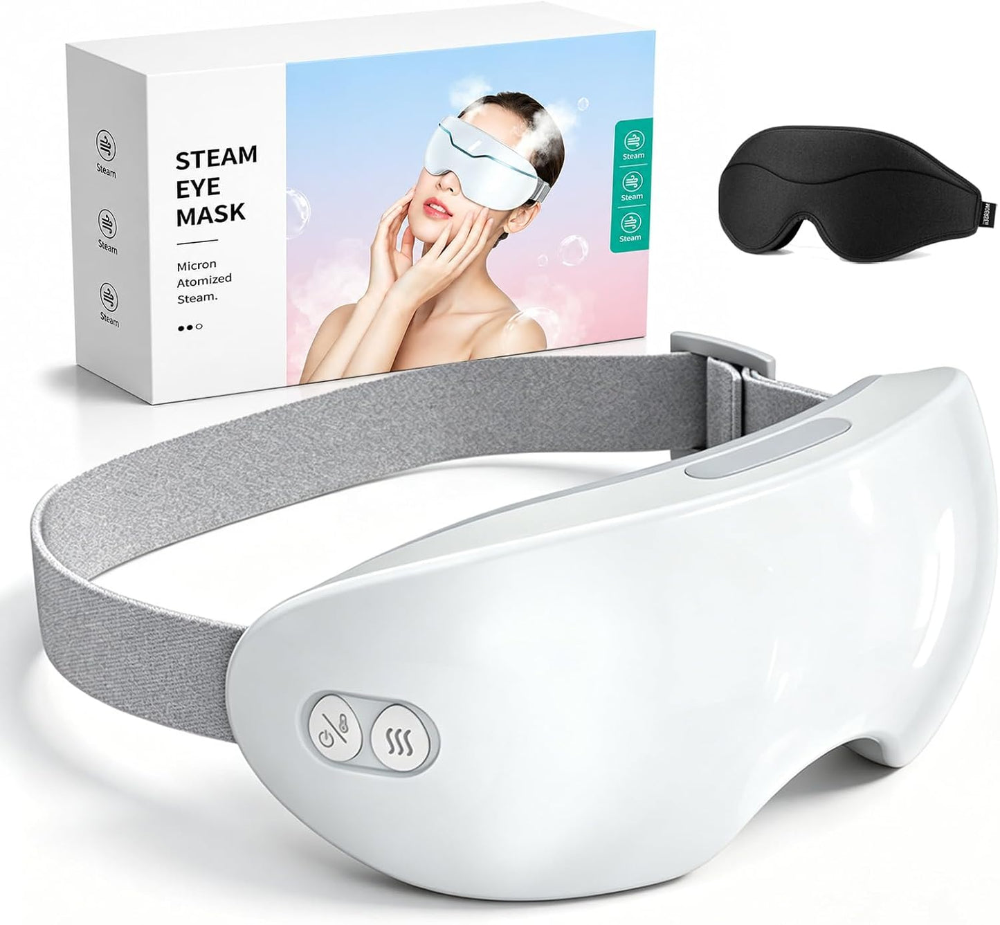 Heated Steam Eye Mask | Electric Eye Massager with Warm Compress & Cooling Mist - Portable Sleep Aid for Dry Eyes