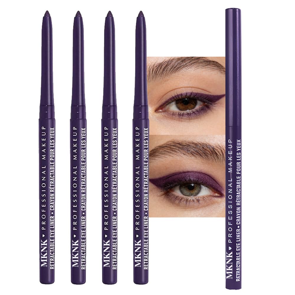 Retractable Creamy Eyeliner & Eyeshadow Sticks - Ultra Pigmented Matte Finish | 4 Pcs in Black, White, Brown, Blue, Purple, Green, Gray