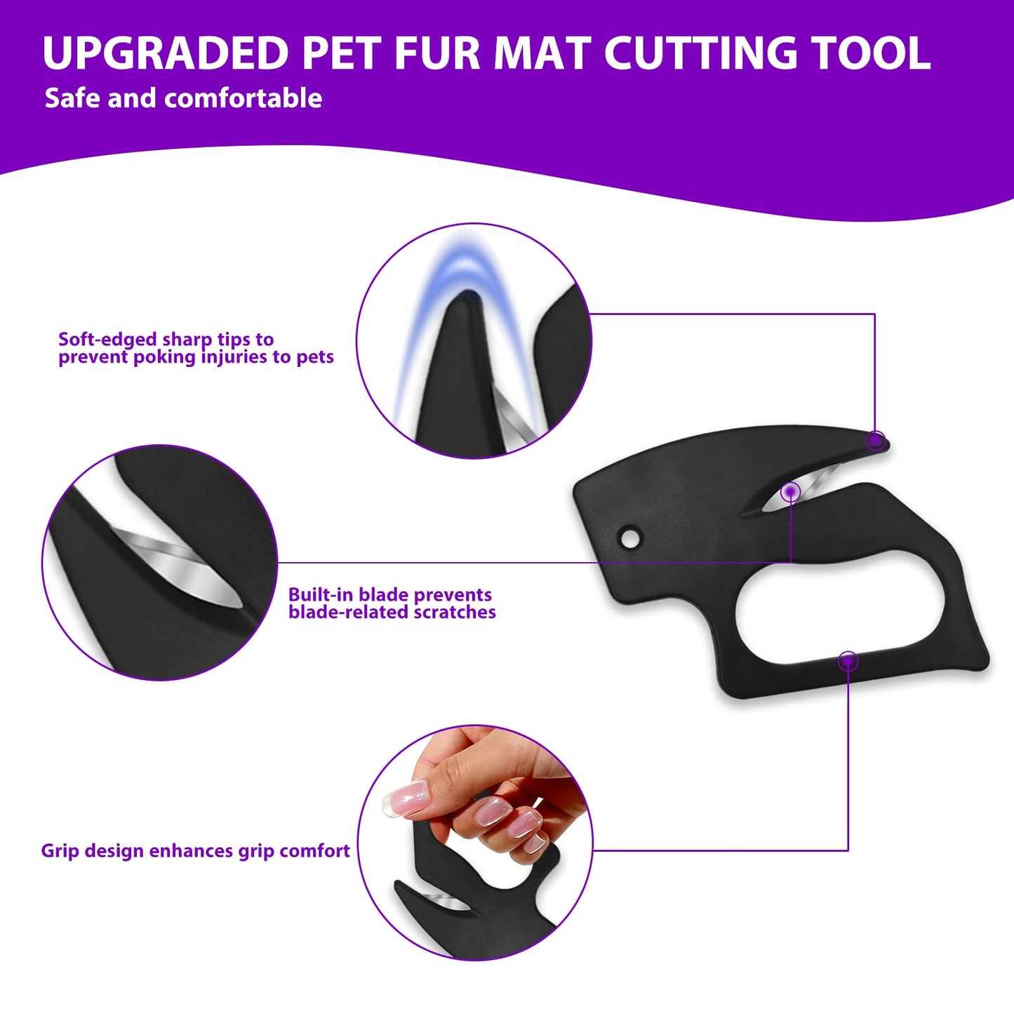 Pet Knotting Comb De knotting comb for Dog Pet Hair Removal Tool Cat Dog Grooming Supplies Matted Fur Remover,Knot Remover and Opener for Loose, Knotted Fur