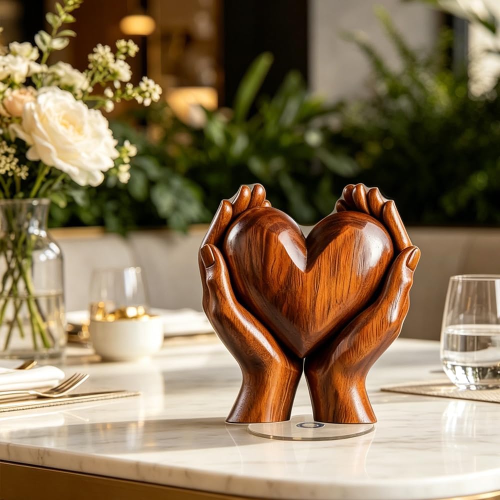 Love Heart Hand Sculpture - Unique Collectible Figurine for Bedroom, Living Room, or Bookshelf | Perfect Gift for Women, Moms, and Girlfriends