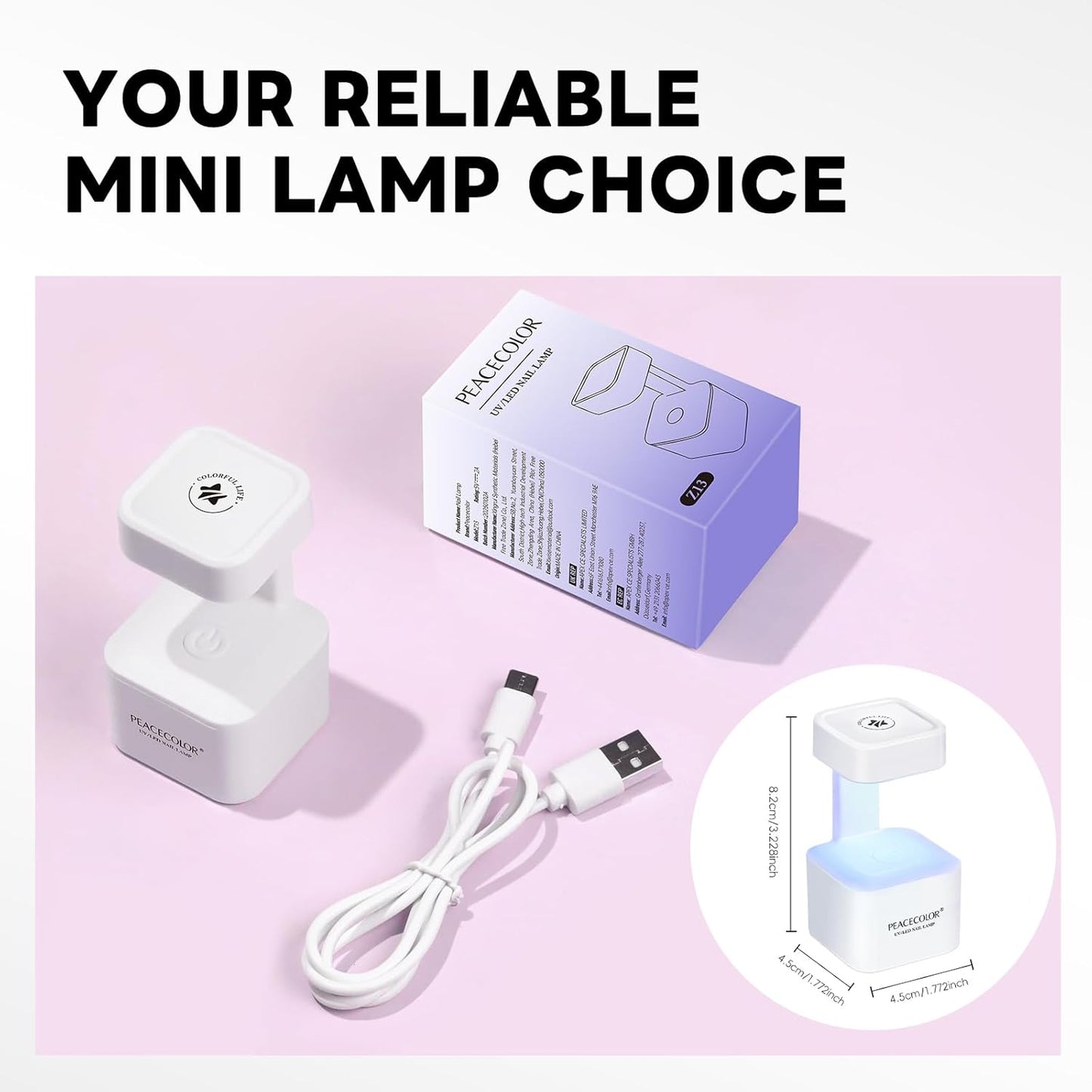 Mini UV Light for Gel Nails - Fast Curing LED Nail Lamp with 2 Timer Modes | Home Salon Essential