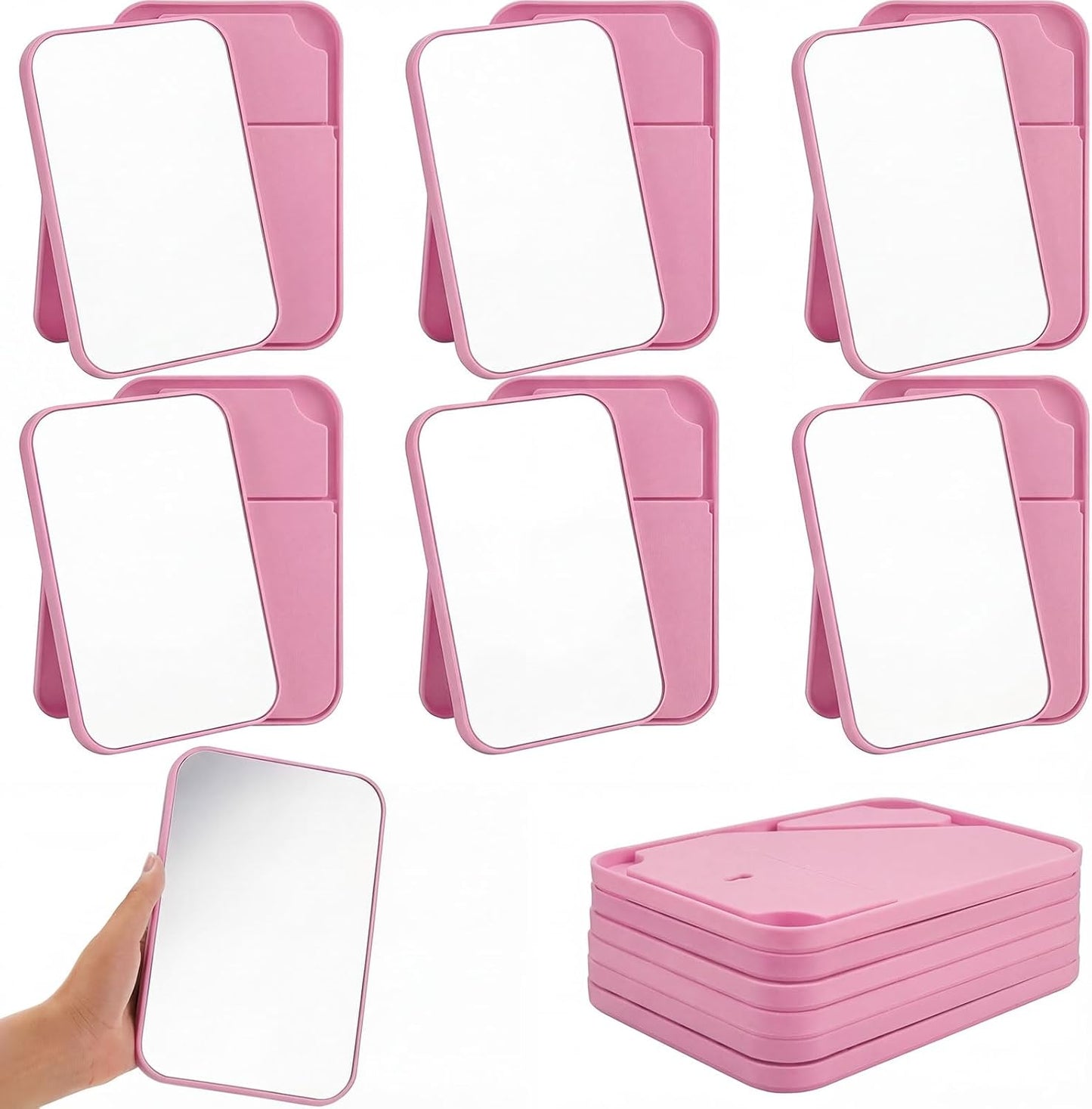 Cinnvoice 24 Pack Desktop Makeup Mirrors - 90° Adjustable Folding Vanity Mirrors | Portable for Travel & Spa (8")