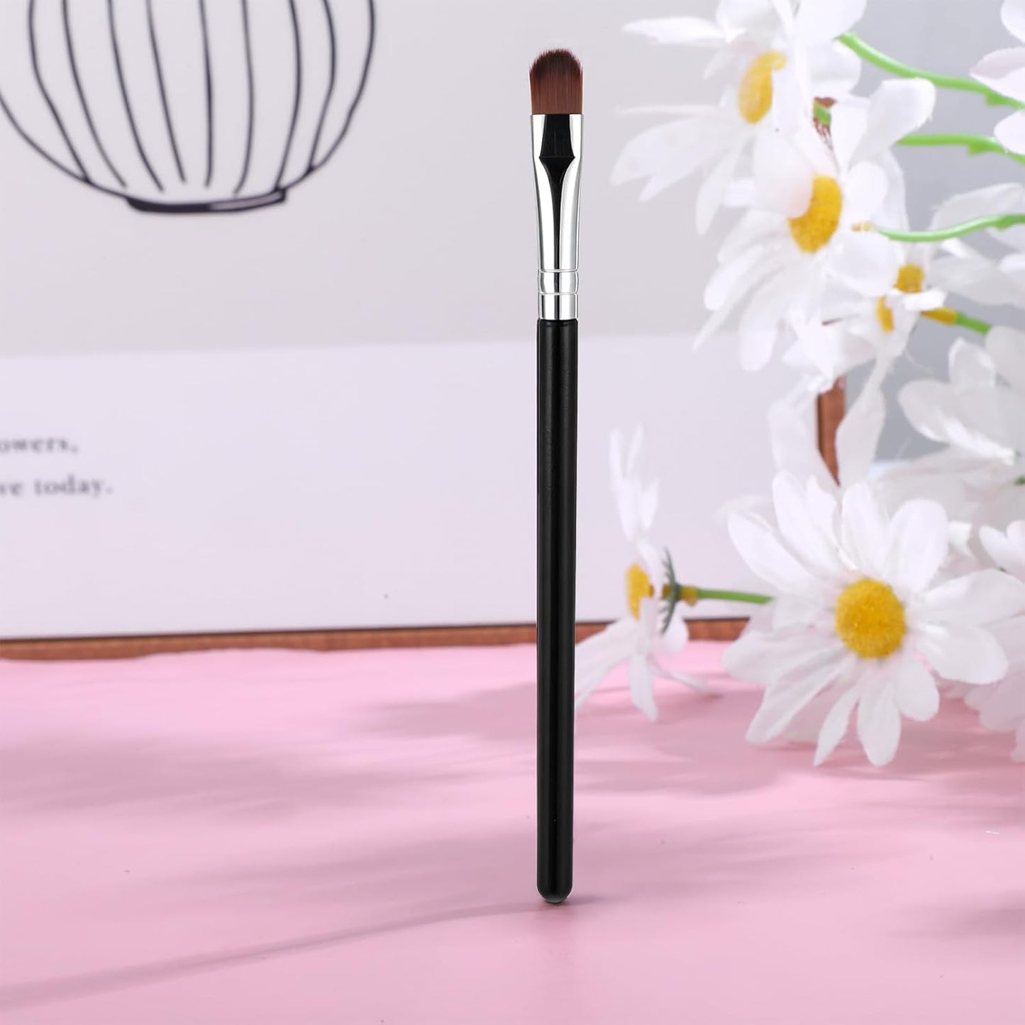 Flat Makeup Brush Set - 4 PCS Under Eye & Eyebrow Applicators for Blending Powder, Cream, & Highlight
