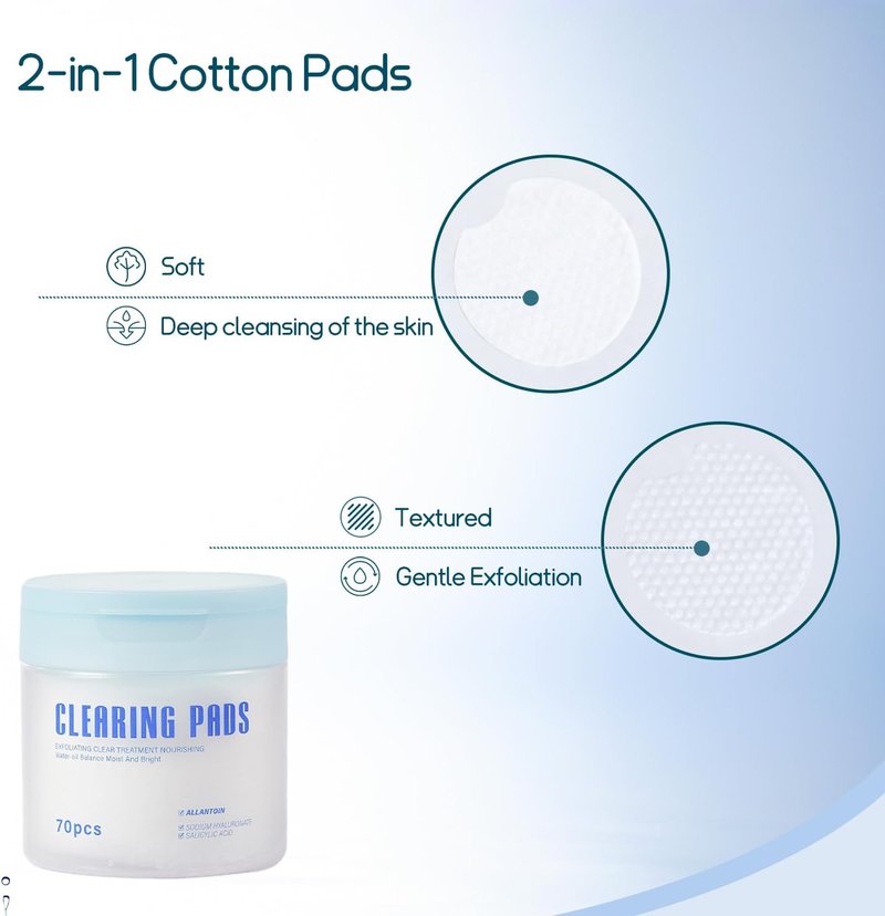 Salicylic Acid Toner Pads - Gentle Exfoliating Face Care | Dual Texture, Oil Control (70 Count)
