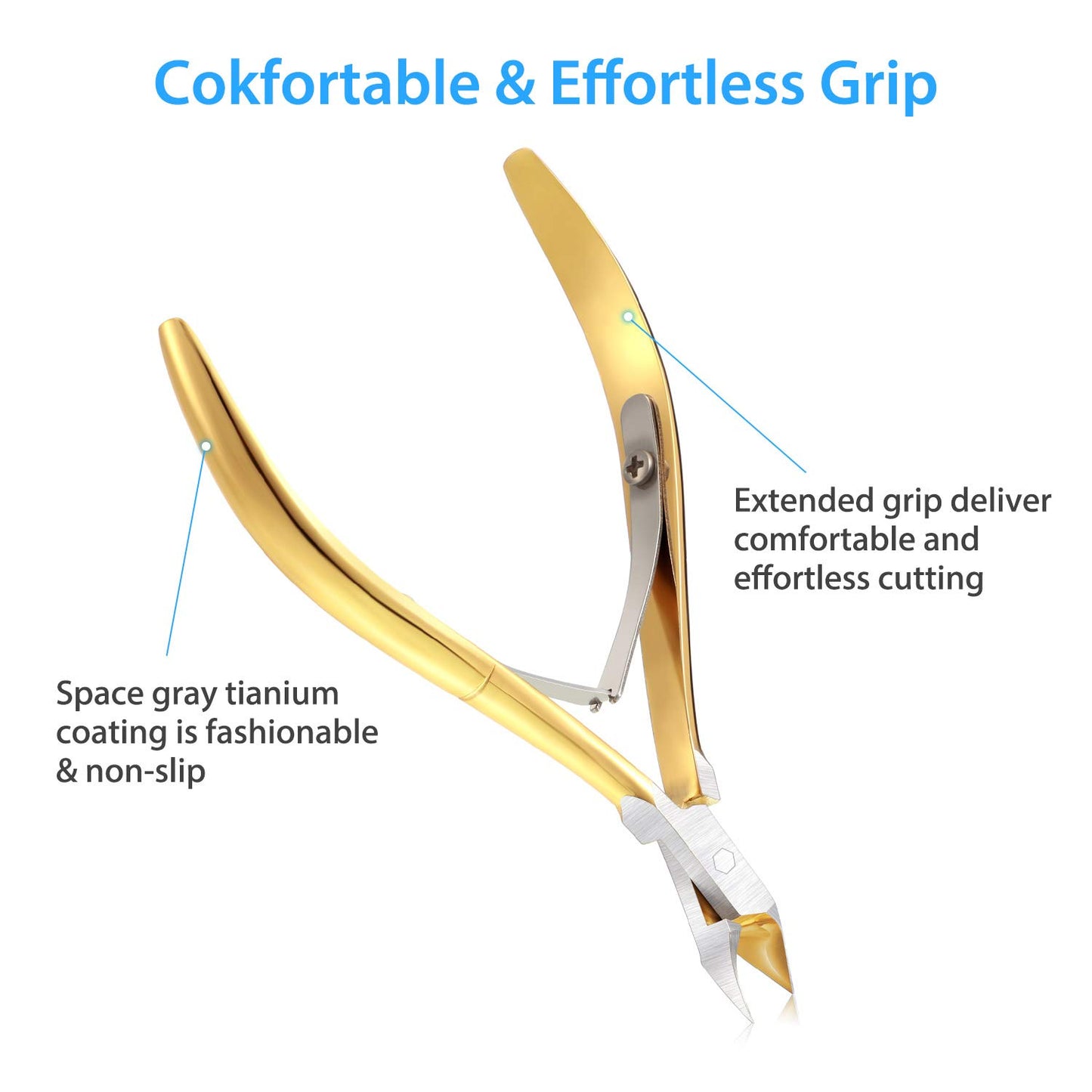 Mudder 3 Pack Gold Cuticle Trimmer Nippers Cutter Tool Stainless Steel Nail Cuticle Scissors Remover with Pointed Blade Scissors Pedicure Manicure Tool for Fingernails and Toenails Nails Care