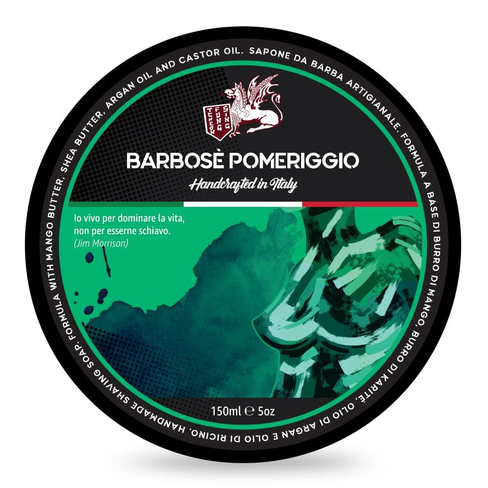 TFS Torino “Barbōsè Pomeriggio” Shaving Cream – 100 ml, Luxurious Made-in-Italy Cream with Coconut & Mint Fragrance, Rich Neutralizing Lather for Smooth, Irritation-Free Shave