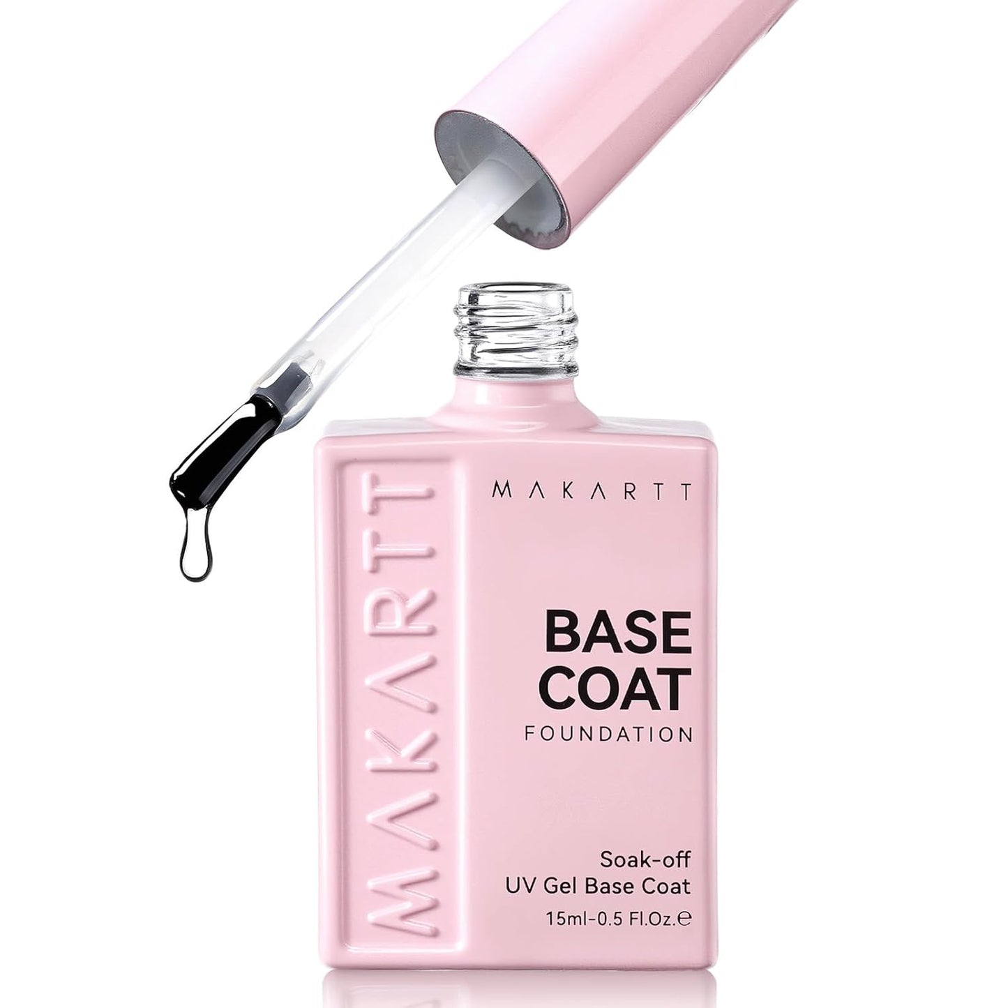 Makartt Gel Base Coat - Long-Lasting Clear Nail Polish | 15ml Upgraded Formula for Home DIY