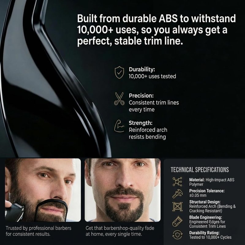 Goatee Shaper for Perfect Symmetry, Beard Shaper for Men with 5 Size Templates, Precision Goatee Template for Clean, Even Lines, Durable & Easy-to-Use Tool for Fast Home Grooming