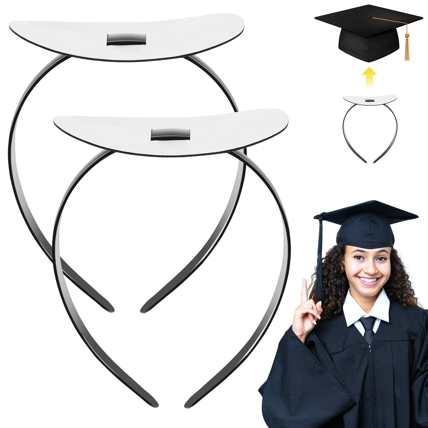NNG 2 PCS Graduation Cap Headband,Grad Cap Band with Adhesive Felt,Hair Band Hat Accessories for Graduate