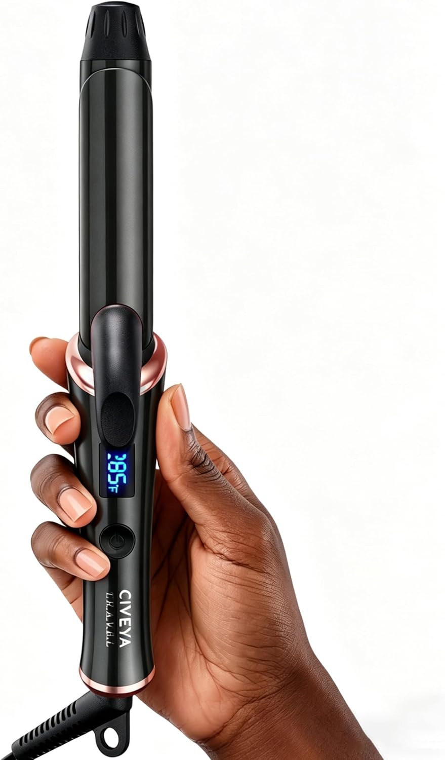 CIVEYA Travel Mini Curling Iron - 1 Inch Dual Voltage Ceramic Wand with 5 Adjustable Temps | Fast Heat-Up, Infused with Argan Oil
