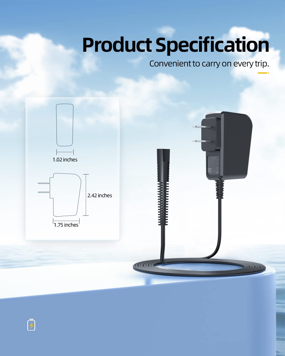 Charger Cord Fit for Braun Shaver Series 3 7 9 5 1 Electric Shaver Razor Trimmer 12V Replacement Fit for Braun 3040s 340s 310s 740s 790cc 760cc 740s 9290cc 9090cc 9095cc 9385cc