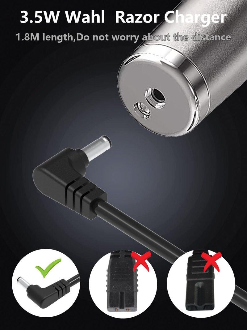 4V Trimmer Charger Compatible with Wahl 9818L 9854L Groomer Clipper, Shaver Charger Compatible with Wahl 9854-600 9867-300 79600-2101 9860-700 9818-6171 8779 9766 9810 Wahl Clipper Charger 5.9FT
