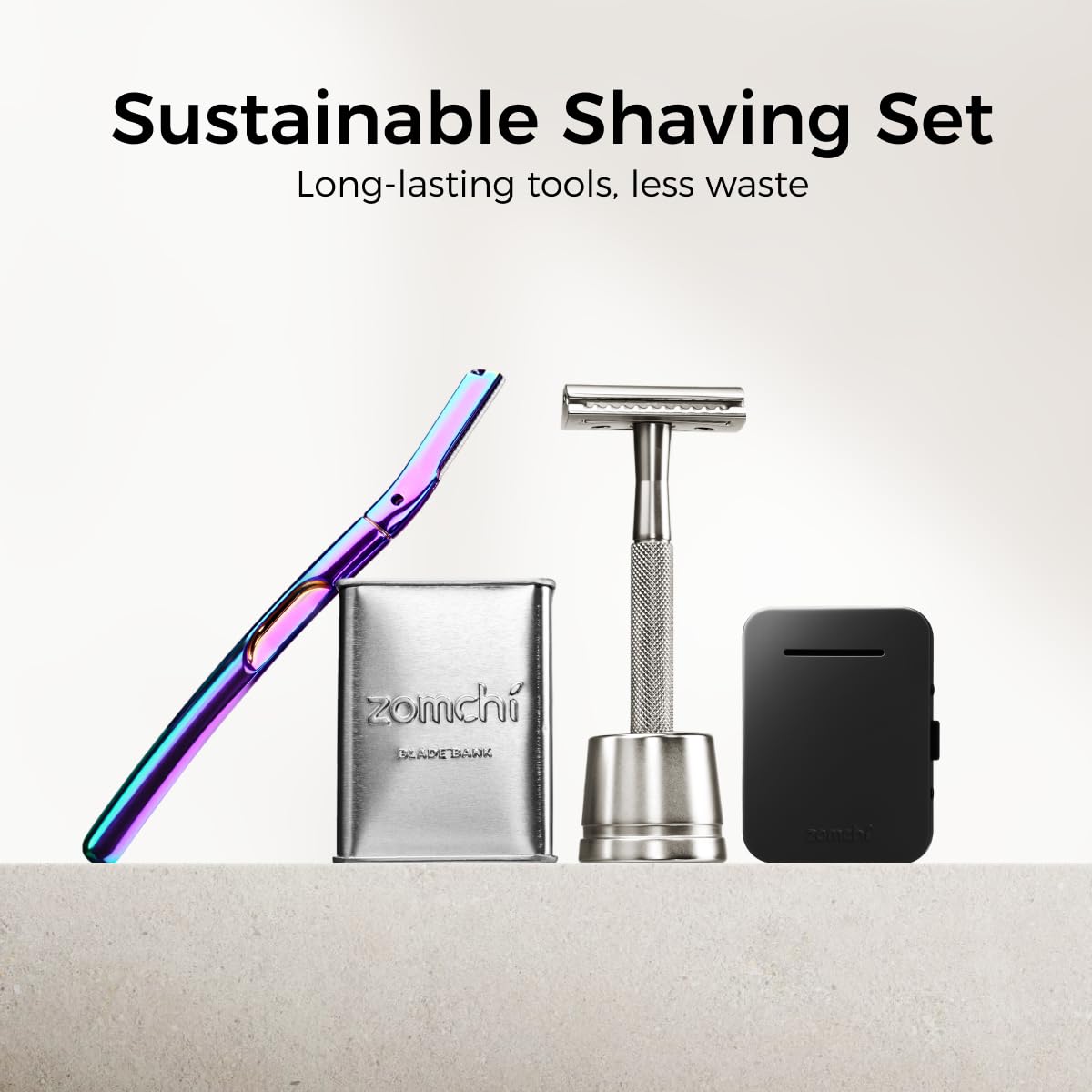 ZOMCHI Razor Blade Bank for Used Double Edge Safety Razor Blades, Compact Disposal Container for Safe Storage and Travel (Matte Black)