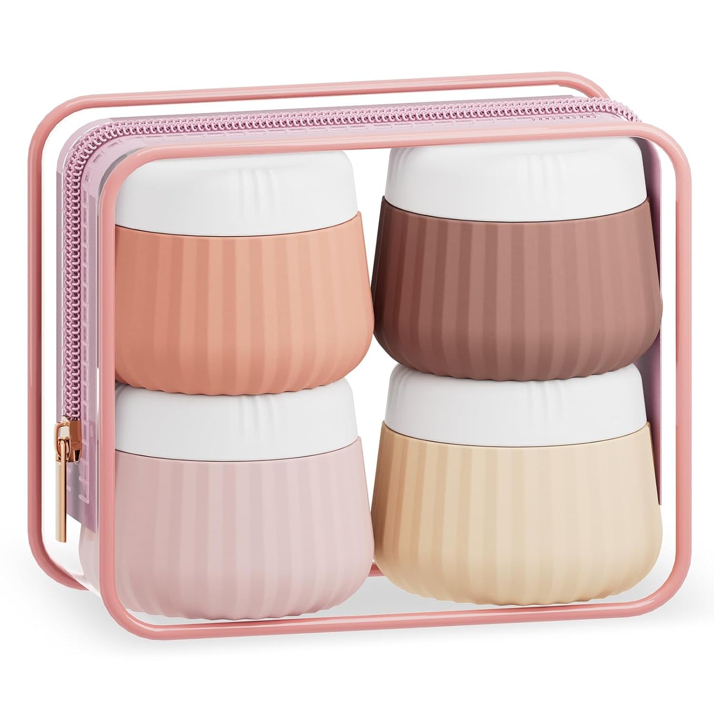 Travel Toiletry Containers - TSA Approved Silicone Jars, Leak-Proof | 4-Pack with Clear Bag
